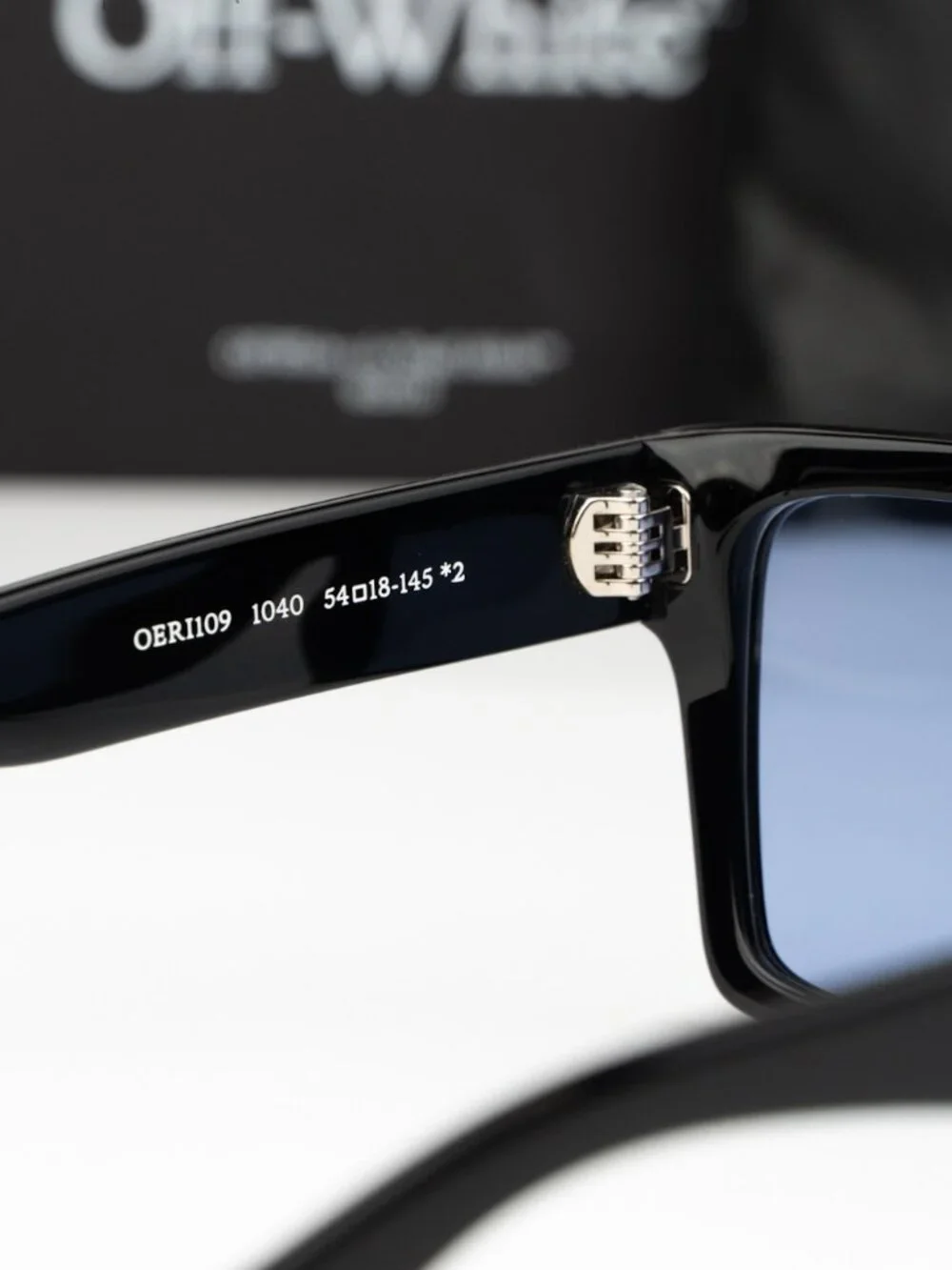 Off-White LAWTON Women Sunglasses Black Blue Square OERI109 1040 NEW AUTHENTIC